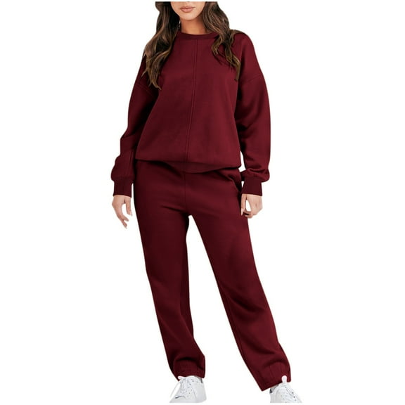 Fiaer,2 Piece Sets for Crew Neck Sweatshirts and Sweatpants,Womens Loose Fit Plus Size Spliced Sweatsuit Set,Women's Casual Trendy Cozy Tracksuits Set XL