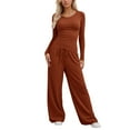 thumbnail image 1 of Fiaer,2 Piece Sets for Irregular Hem Tshirts and Palazzo Pants,Womens Casual Trendy Lounge Wear Sets,Ladies Solid Color Lightweight Outfits Set Red1 M, 1 of 6