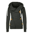 thumbnail image 1 of Fiaer Black Jackets for Women Side Full Zip up Hoodie Thermal Warm Plus Size Hooded Sweatshirts Slim Fit Thickened Drawstring Tops with Zipper Pocket Dark Gray L, 1 of 3