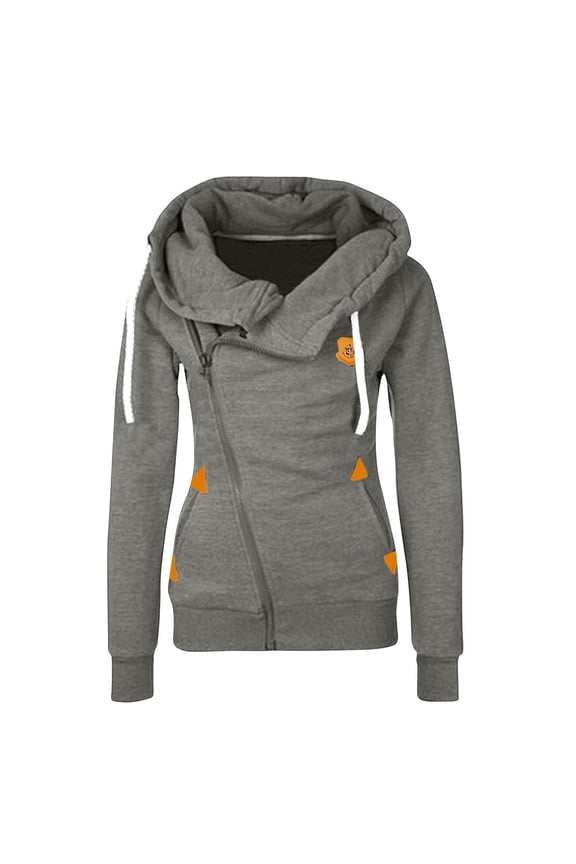 Black Jackets for Women Side Full Zip up Hoodie Thermal Warm Plus Size Hooded Sweatshirts Slim Fit Thickened Drawstring Tops with Zipper Pocket Light Gray XL