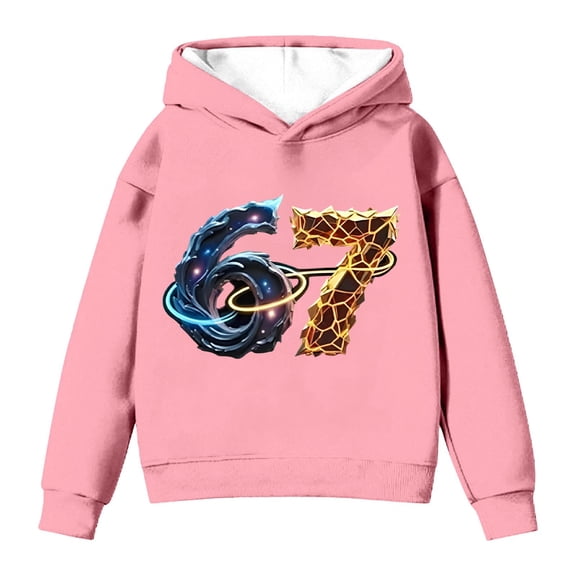 Fiaer Boys Girls Six Seven 67 Hoodies 6 7 Funny Slang Hooded Sweatshirts Long Sleeve Fall Tops,Size 1-14 Years 12-Pink 120