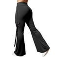 thumbnail image 1 of Fiaer,Cargo Flare Yoga Pants for Women,Ladies Slim Fit Trendy Trousers,Women's High Waist Stretch Pocketed Joggers for Running Hiking Outdoor Activity Black L, 1 of 9