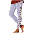 thumbnail image 1 of Fiaer Christmas Black Leggings Women Plus Size Trendy Xmas Yoga Pants Snowman Graphic High Waisted Stretch Comfy Slim Fit Holiday Workout Trousers Purple XXL, 1 of 5
