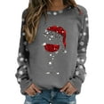 thumbnail image 1 of Fiaer Christmas Crewneck Sweatshirts Women Snowflake Glass Oversized Pullover Long Sleeve Baggy Fall Tops Grey1 L, 1 of 5