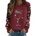 thumbnail image 1 of Fiaer Christmas Crewneck Sweatshirts Women Snowflake Glass Oversized Pullover Long Sleeve Baggy Fall Tops Red1 S, 1 of 5