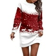 thumbnail image 1 of Fiaer Christmas Elk Long Sleeve Dress for Women Sweatshirt Dress Fall Fashion Outfits Casual Mini Skirts Red XXL, 1 of 5