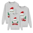 thumbnail image 1 of Fiaer Christmas Family Matching Sweatshirt Long Sleeve Letter Santa Hat Print Pullover Trendy Crew Neck Loose Fit Warm Breathable Tops Dad Grey3 M, 1 of 4
