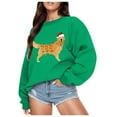 thumbnail image 1 of Fiaer Christmas Golden Retriever Sweatshirt Sweatshirt for Women Crew Neck Loose Fit Pullover Plus Size Long Sleeve Cute Graphic Tops Green S, 1 of 4