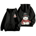 thumbnail image 1 of Fiaer Christmas Hoodie for Women Oversized Full Zip up Snowman Graphic Xmas Hooded Jackets Drawstring Sweatshirts Long Sleeve Relax Fit Pocket Tops Black S, 1 of 5