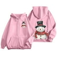 thumbnail image 1 of Fiaer Christmas Hoodie for Women Oversized Full Zip up Snowman Graphic Xmas Hooded Jackets Drawstring Sweatshirts Long Sleeve Relax Fit Pocket Tops Pink M, 1 of 5