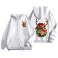 thumbnail image 1 of Fiaer Christmas Hoodie for Women Oversized Reindeer Graphic Xmas Hooded Jackets Full Zip up Drawstring Sweatshirts Long Sleeve Loose Fit Trendy Pocket Tops White XL, 1 of 5