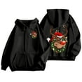 thumbnail image 1 of Fiaer Christmas Hoodie for Women Oversized Reindeer Graphic Xmas Hooded Jackets Full Zip up Drawstring Sweatshirts Long Sleeve Loose Fit Trendy Pocket Tops Black XXXL, 1 of 5