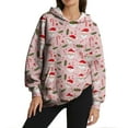 thumbnail image 1 of Fiaer Christmas Hoodie for Women Trendy Oversized Cute Santa Graphic Hooded Sweatshirts Long Sleeve Baggy V Neck Long Sleeve Tops with Pockets 3-Pink M, 1 of 4