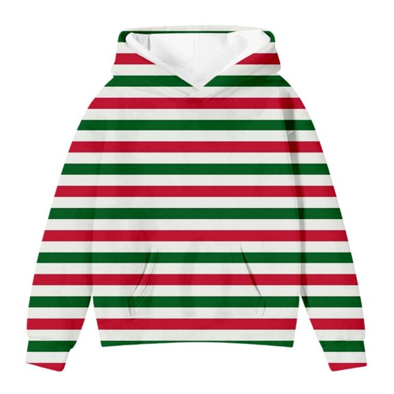 Fiaer Christmas Hoodies for Teen Girls Striped Crewneck Sweatshirt Kids Long Sleeve Oversized Fashion Pullover Tops Fall Clothes Green3 160