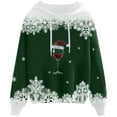 thumbnail image 1 of Fiaer Christmas Hoodies for Women Glass Snowflake Plus Size Holiday Hooded Sweatshirts Drawstring Long Sleeve Drawstring Xmas Tops Green XL, 1 of 2
