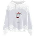 thumbnail image 1 of Fiaer Christmas Hoodies for Women Glass Snowflake Plus Size Holiday Hooded Sweatshirts Drawstring Long Sleeve Drawstring Xmas Tops White XL, 1 of 2
