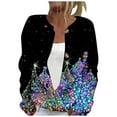 thumbnail image 1 of Fiaer Christmas Jackets for Women Button down Funny Graphic Oversized Trendy Long Sleeve Loose Fit Crew Neck Xmas Tops Black XL, 1 of 5