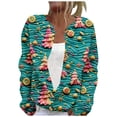 thumbnail image 1 of Fiaer Christmas Jackets for Women Button down Funny Graphic Oversized Trendy Long Sleeve Loose Fit Crew Neck Xmas Tops Green L, 1 of 5