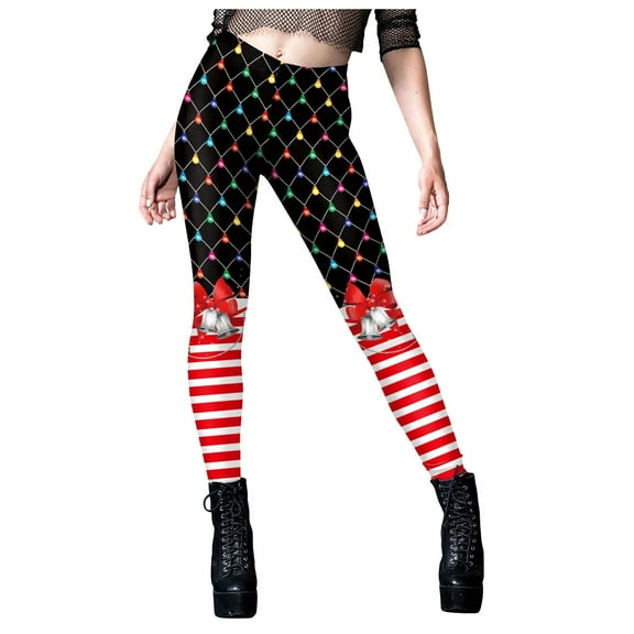 Fiaer Christmas Leggings for Women Slim Fit Xmas Pants Funny Graphic Fashion Stretchy Comfy Breathable Tights Trousers Black1 M