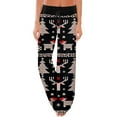 thumbnail image 1 of Fiaer Christmas Pajamas Pants for Women Plus Size Santa Snowflake Snowman Christmas Tree Xmas Sleepwear Trousers Wide Leg High Waisted Drawstring Pjs Slacks with Pockets Black5 XXL, 1 of 5