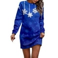 thumbnail image 1 of Fiaer Christmas Snowflake Long Sleeve Dress for Women Sweatshirt Dress Fall Fashion Outfits Casual Mini Dress Blue XXXL, 1 of 5