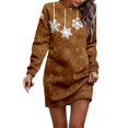 thumbnail image 1 of Fiaer Christmas Snowflake Long Sleeve Dress for Women Sweatshirt Dress Fall Fashion Outfits Casual Mini Dress Brown M, 1 of 5