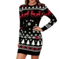 thumbnail image 1 of Fiaer Christmas Sweater Dress for Women Plus Size Trendy Xmas Knitted Slim Fit Cute Funny Graphic Long Sleeve Xmas Tops Black L, 1 of 4