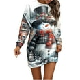 thumbnail image 1 of Fiaer Christmas Sweater Dresses for Women Winter Hip Pack Xmas Printed Dress Long Sleeve Round Neck Cozy Dresses 01-Grey S, 1 of 5