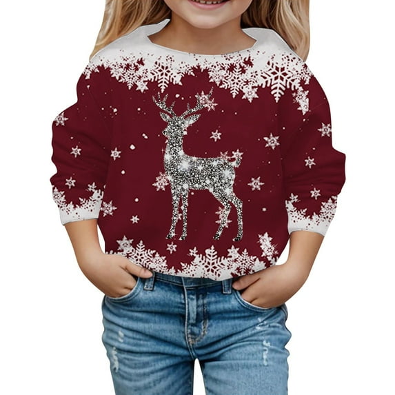Fiaer Christmas Sweaters for Women 2025 Sparkly Bow Santa Hat Reindeer Graphic Sweatshirt Vintage Long Sleeve Crewneck Tunic Tops 4- 160