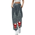 thumbnail image 1 of Fiaer Christmas Sweatpants Women Santa Printed Trendy Lace up Xmas Pants Plus Size Loose Fit Comfy Holiday Trousers with Pocket Grey XL, 1 of 5