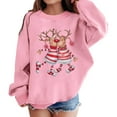 thumbnail image 1 of Fiaer Christmas Sweatshirts Women Reindeer Funny Graphic Pullover Plus Size Long Sleeve No Hooded Hoodies Crew Neck Loose Fit Trendy Tops Pink 140, 1 of 5