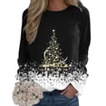 thumbnail image 1 of Fiaer Christmas Sweatshirts Women Xmas Tree Snowflake Graphic Long Sleeve Pullovers Oversized Crew Neck Holiday Merry Tops Black S, 1 of 5
