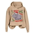 thumbnail image 1 of Fiaer Christmas Sweatshirts Womens I Want to Do a Hippo for Christmas Crew Neck Long Sleeve Pullovers Loose Fit Trendy Tops Khaki L, 1 of 3