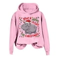 thumbnail image 1 of Fiaer Christmas Sweatshirts Womens I Want to Do a Hippo for Christmas Crew Neck Long Sleeve Pullovers Loose Fit Trendy Tops Pink XXL, 1 of 3