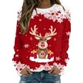 thumbnail image 1 of Fiaer Christmas Sweatshirts for Women Crew Neck Deer Cute Funny Graphic Xmas Pullover Plus Size Baggy Trendy Long Sleeve Tops Red XL, 1 of 4