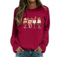 thumbnail image 1 of Fiaer Christmas Sweatshirts for Women Funny Graphic Crew Neck Xmas Tops Long Sleeve Plus Size Cozy Fall Pullover Red M, 1 of 4