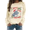 thumbnail image 1 of Fiaer Christmas Sweatshirts for Women I Want to Do a Hippo for Christmas Pullover Plus Size Crew Neck Long Sleeve Trendy Tops Beige L, 1 of 4