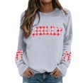 thumbnail image 1 of Fiaer Christmas Sweatshirts for Women Letter Bow Graphic Plus Size Pullover Crew Neck Casual Fashion Long Sleeve Tops Light Gray XXL, 1 of 4