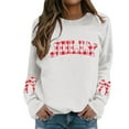 thumbnail image 1 of Fiaer Christmas Sweatshirts for Women Letter Bow Graphic Plus Size Pullover Crew Neck Casual Fashion Long Sleeve Tops White M, 1 of 4