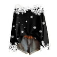 thumbnail image 1 of Fiaer Christmas Sweatshirts for Women Plus Size Snowflakes Crew Neck Pullovers Long Sleeve Loose Fit Trendy Elegant Knit Tops Black S, 1 of 3