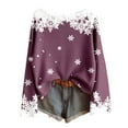 thumbnail image 1 of Fiaer Christmas Sweatshirts for Women Plus Size Snowflakes Crew Neck Pullovers Long Sleeve Loose Fit Trendy Elegant Knit Tops Purple L, 1 of 3