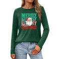 thumbnail image 1 of Fiaer Christmas T Shirts for Women Cute Graphic Merry Xmas Tshirts Plus Size Long Sleeve Loose Fit Casual Crew Neck Trendy Comfort Tops Green1 S, 1 of 6