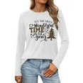 thumbnail image 1 of Fiaer Christmas T Shirts for Women Cute Graphic Merry Xmas Tshirts Plus Size Long Sleeve Loose Fit Casual Crew Neck Trendy Comfort Tops White XL, 1 of 5