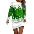 thumbnail image 1 of Fiaer Christmas Themed Dresses for Women Casual Long Sleeve Party Tunic Dress Snowflake Graphic Winter Holiday Party Pullover Dress Green XXL, 1 of 5