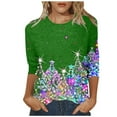 thumbnail image 1 of Fiaer Christmas Women 3/4 Sleeve Shine Tshirts Oversized Crew Neck T Shirts Loose Fit Fashion Comfort Casual Xmas Tops Green L, 1 of 4