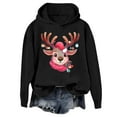 thumbnail image 1 of Fiaer Christmas Women Hoodie Cute Reindeer Graphic Long Sleeve Hooded Sweatshirts Casual Plus Size Fashion Comfy Tops Black M, 1 of 4