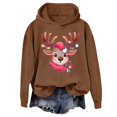 thumbnail image 1 of Fiaer Christmas Women Hoodie Cute Reindeer Graphic Long Sleeve Hooded Sweatshirts Casual Plus Size Fashion Comfy Tops Brown XXL, 1 of 4