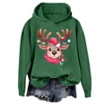 thumbnail image 1 of Fiaer Christmas Women Hoodie Cute Reindeer Graphic Long Sleeve Hooded Sweatshirts Casual Plus Size Fashion Comfy Tops Dark Green S, 1 of 4