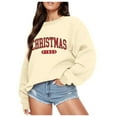 thumbnail image 1 of Fiaer Christmas Women Pullover Sweatshirts Letter Graphic Plus Size Crew Neck Long Sleeve Loose Fit Casual Trendy Warm Tops Beige S, 1 of 4