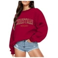 thumbnail image 1 of Fiaer Christmas Women Pullover Sweatshirts Letter Graphic Plus Size Crew Neck Long Sleeve Loose Fit Casual Trendy Warm Tops Brick Red XL, 1 of 4